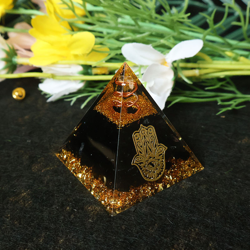 Resin - Pirâmide de Orgonite de Obsidiana Negra